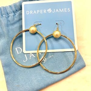 Draper James Gold Hoop Earrings with Cream Pearl Accent